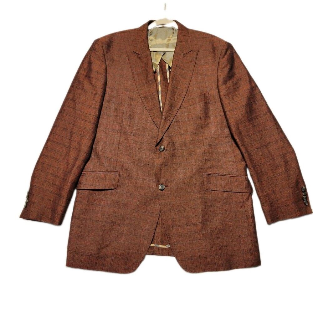Hinsdale Clothiers Men's 48 L Rustic Plaid Tweed Linen/Wool/Cotton Sport Coat